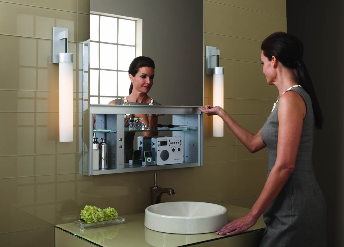 bathroom sliding mirror cabinet